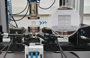 DIC技術(shù)用于3D打印樹脂材料壓縮三維全場變形測量